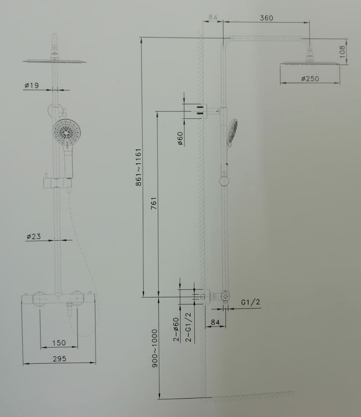 Columna de ducha round élite negra termostática - Imagen 7