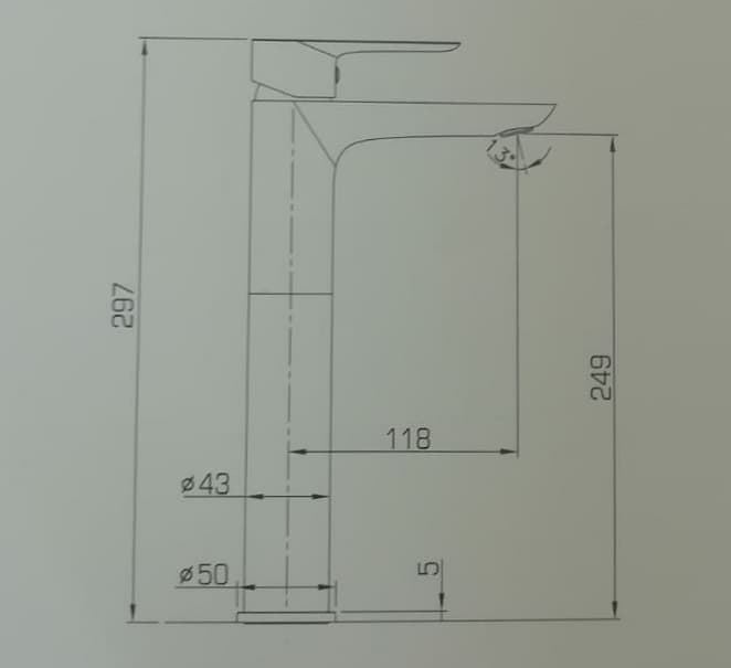 Grifo monomando lavabo caño alto negro Cassio - Imagen 2