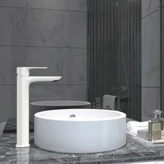 Grifo monomando lavabo caño alto blanco cassio - Imagen 2