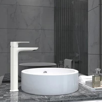 Grifo monomando lavabo caño alto blanco cassio - Imagen 2