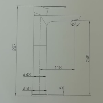 Grifo monomando lavabo caño alto cromo Cassio - Imagen 2