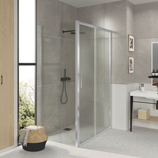 Mampara de ducha F2 (frontal corredera + lateral fijo) - Imagen 1