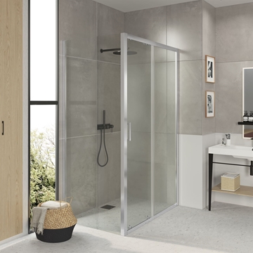 Mampara de ducha F2 (frontal corredera + lateral fijo) - Imagen 1